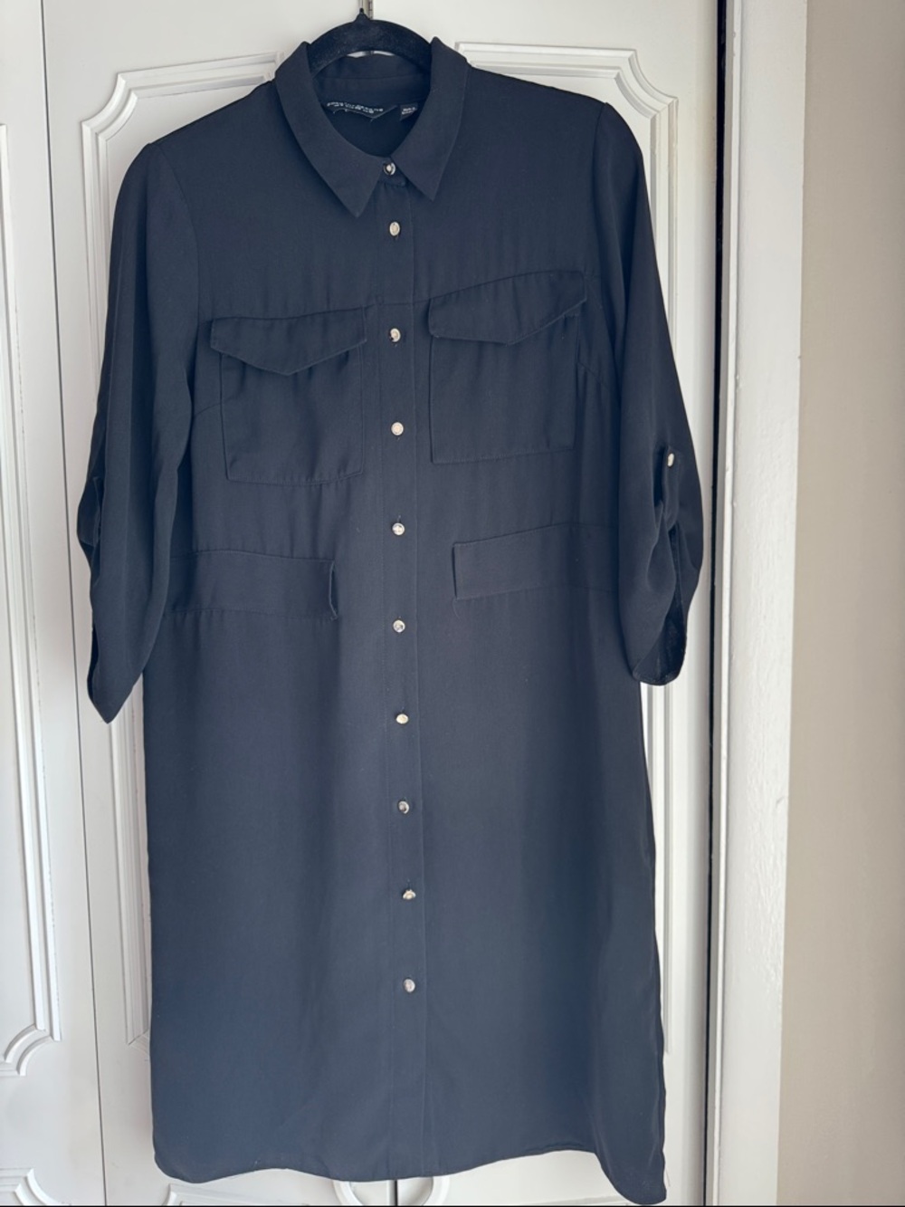 Dorothy Perkins Black Longline Button-Through Shirt Dress